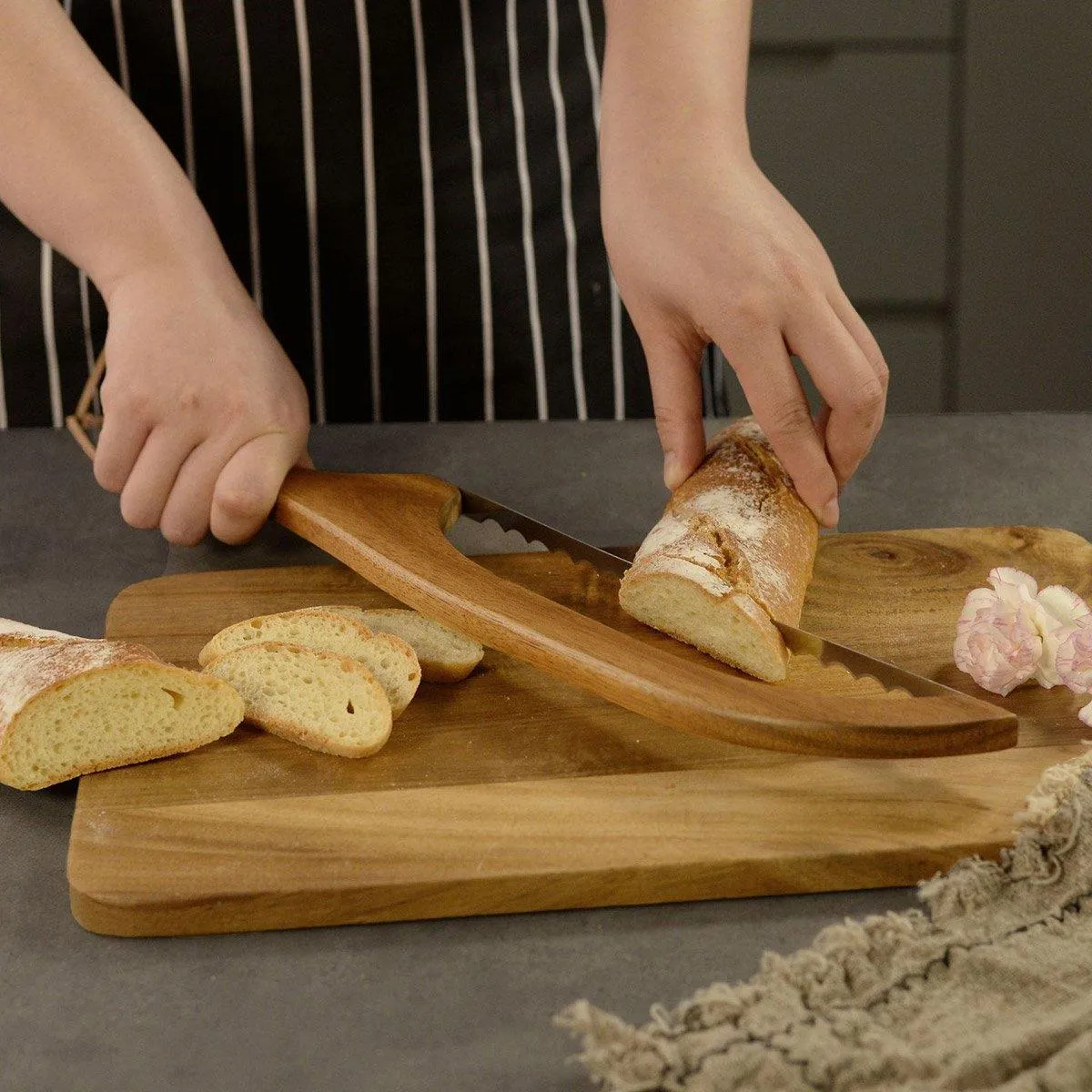 Wooden Bread Cutter Saw for Perfect Slice Cutting Tool Bread Slicer Kitchen