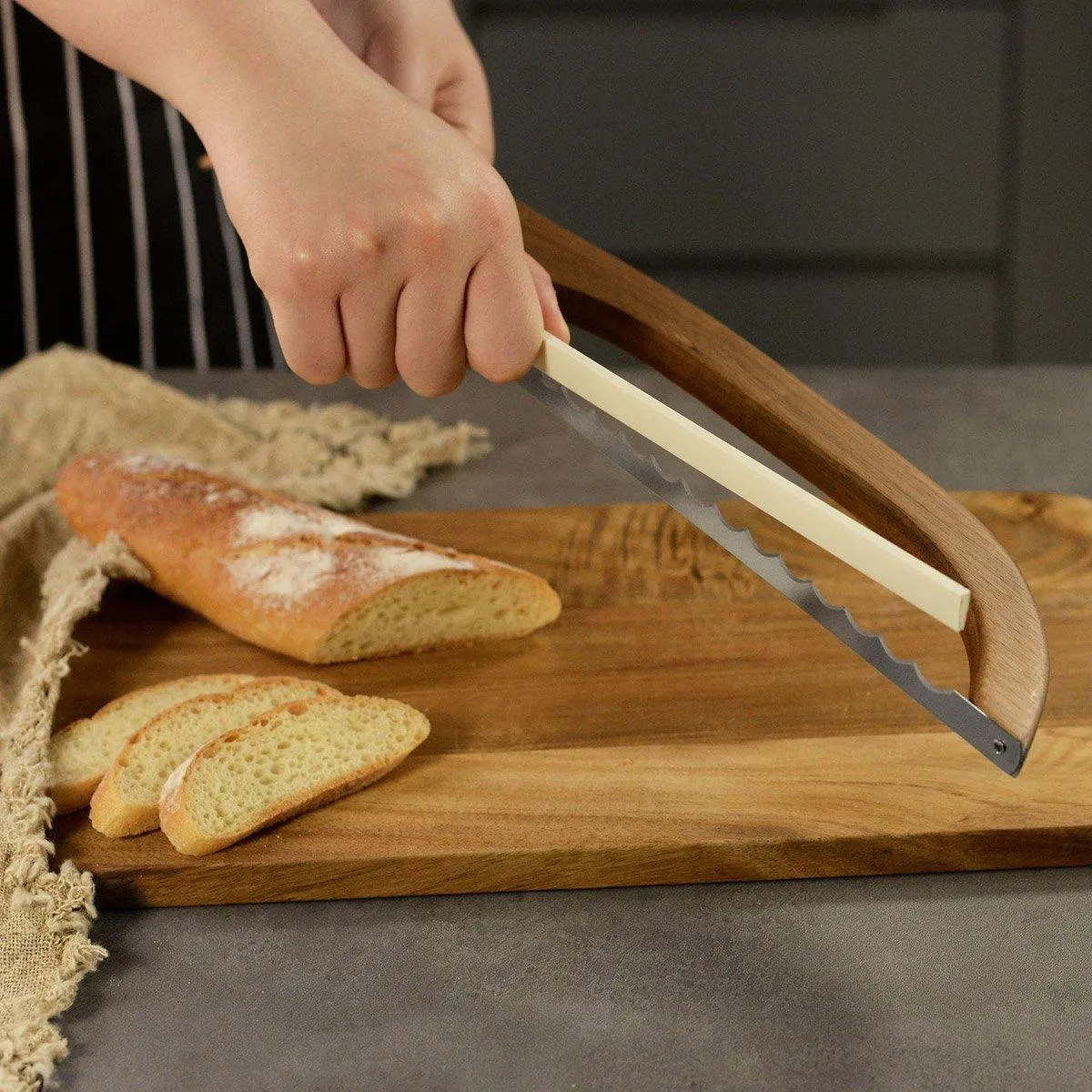 Wooden Bread Cutter Saw for Perfect Slice Cutting Tool Bread Slicer Kitchen