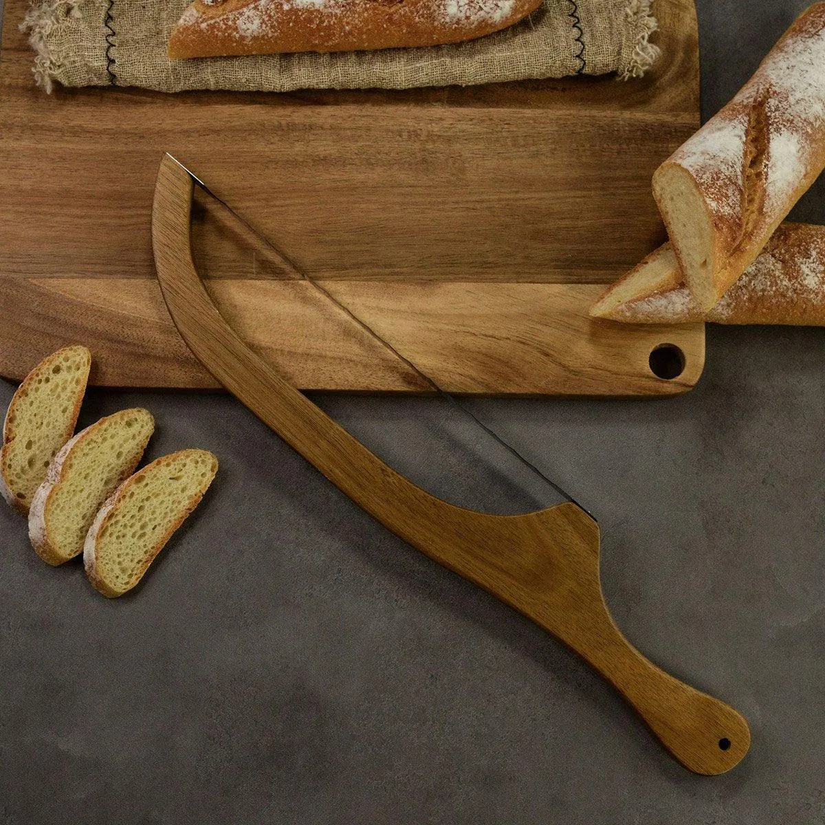 Wooden Bread Cutter Saw for Perfect Slice Cutting Tool Bread Slicer Kitchen