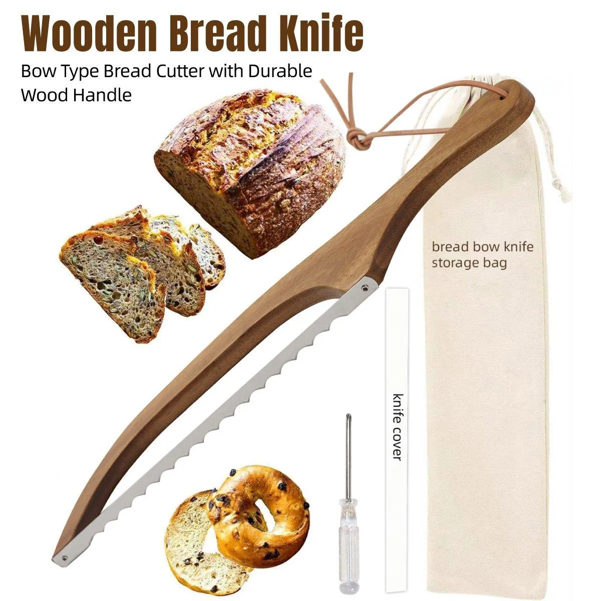 Wooden Bread Cutter Saw for Perfect Slice Cutting Tool Bread Slicer Kitchen