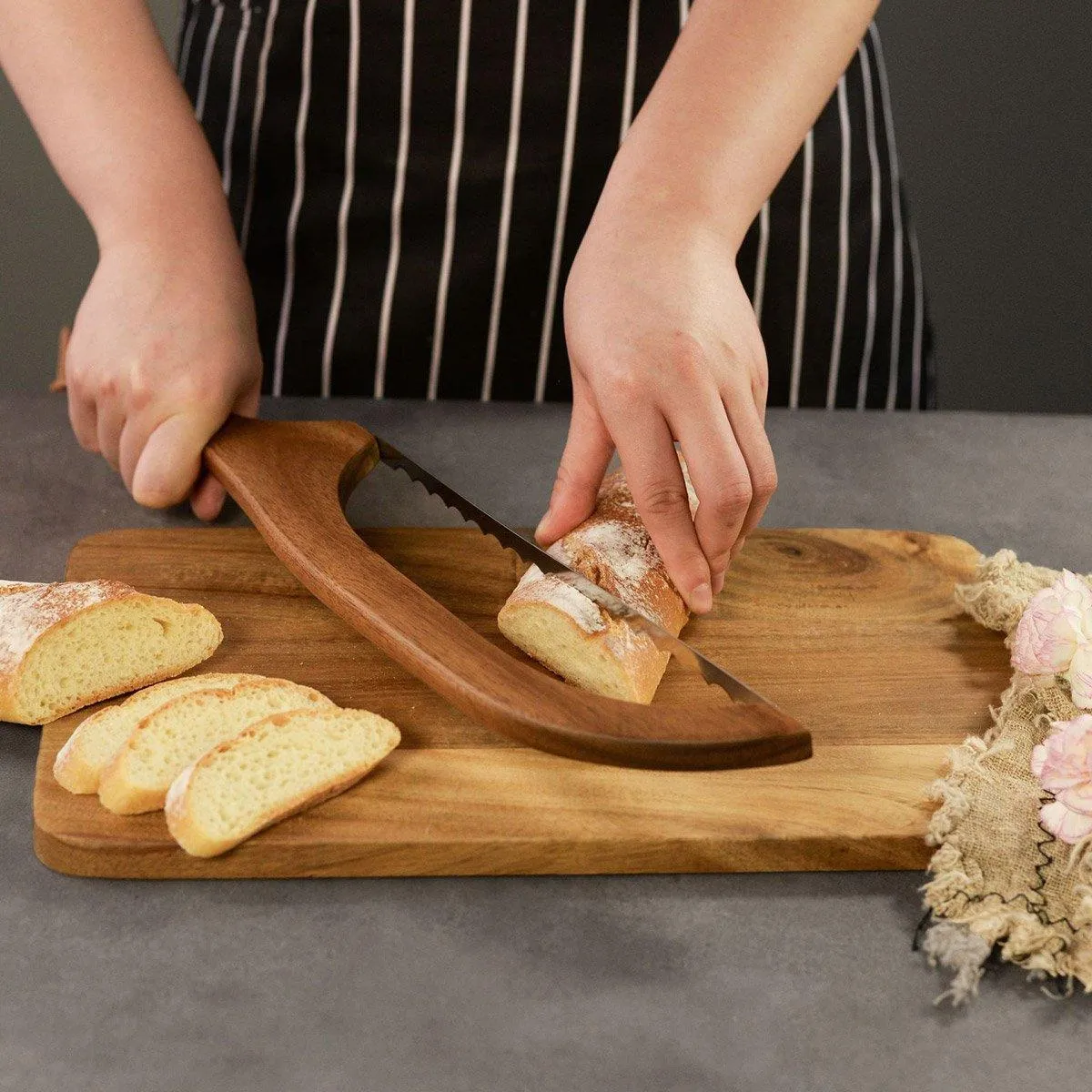 Wooden Bread Cutter Saw for Perfect Slice Cutting Tool Bread Slicer Kitchen