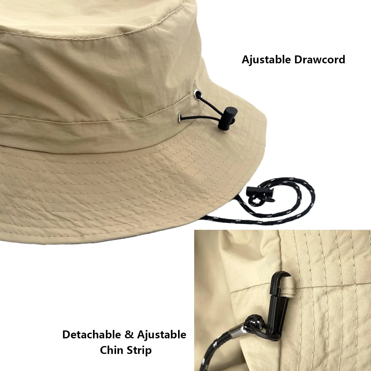 woogwin Waterproof Bucket Rain Hat with Chin Strap Quick Dry Packable Boonie Sun Hat Safari Hat UV Protection