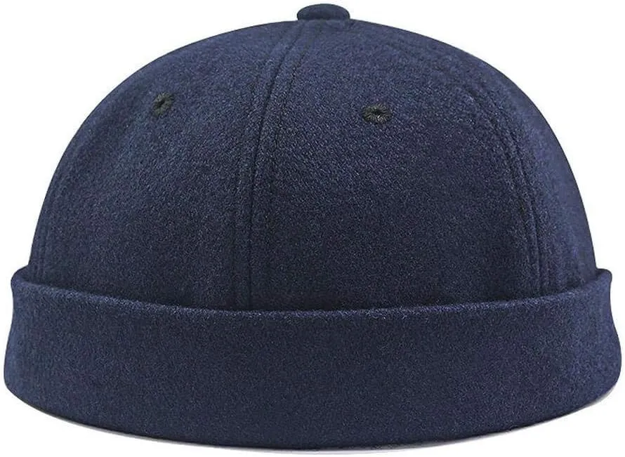 Wool Brimless Cap Winter Warm Skullcap Rolled Cuff No Visor Beanie Sailor Hat