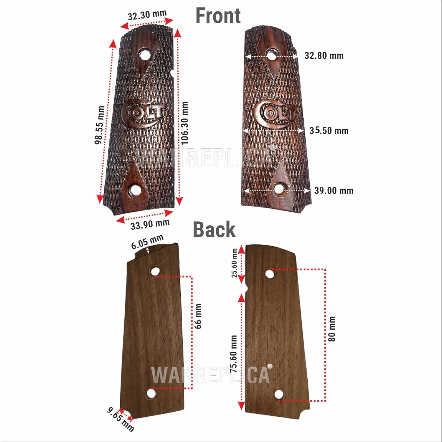 WWII US M1911 / 1911 .45 Wooden Grips - Reproduction