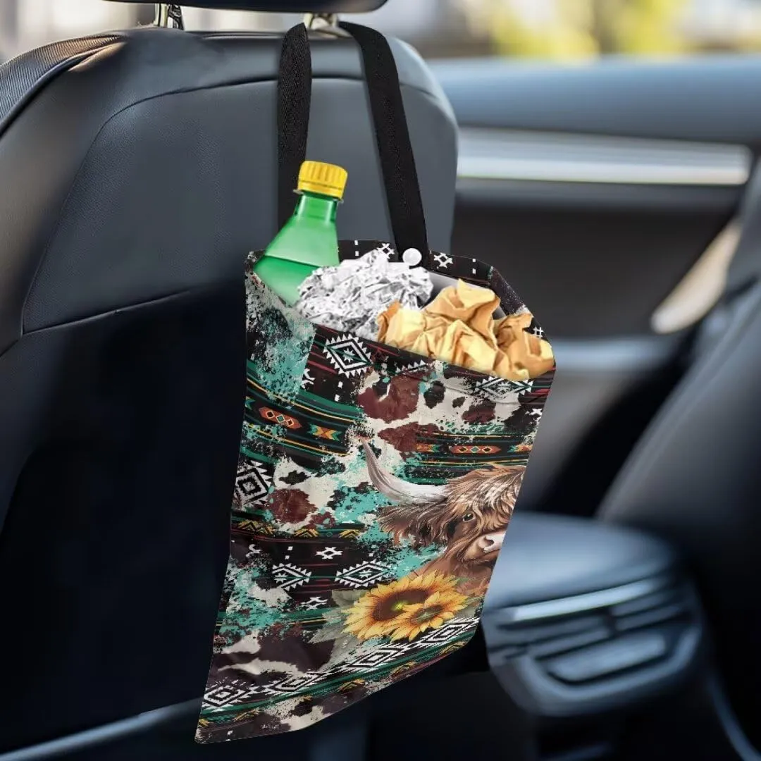 Yak Print Car Garbage Cans Hanging Car Trash Bag for SUV Vehicle Garbage Can Trash Bin Waste Container for Travel Camping Car Accessories Gift for Holiday
