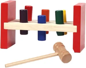 YARNOW 1 Set Wooden Hammering Interactive Pounding Plaything for Develops Reaction Concentration Safe Design for Early Education Motor Skills