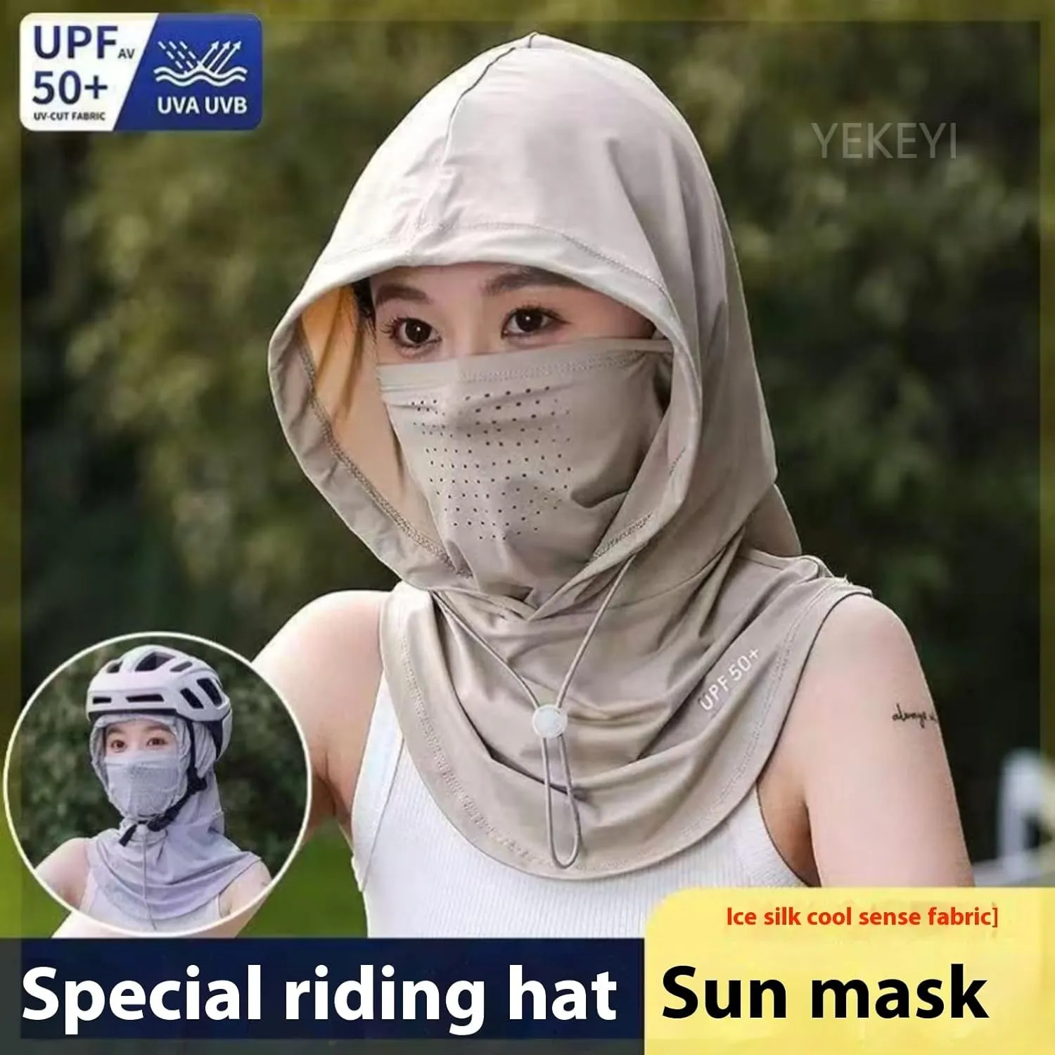 YEKEYI Balaclava Face Cover Balaclava Mask Sun UV Protection Hood Breathable Full Head Mask Cycling Skiing Fishing Hat
