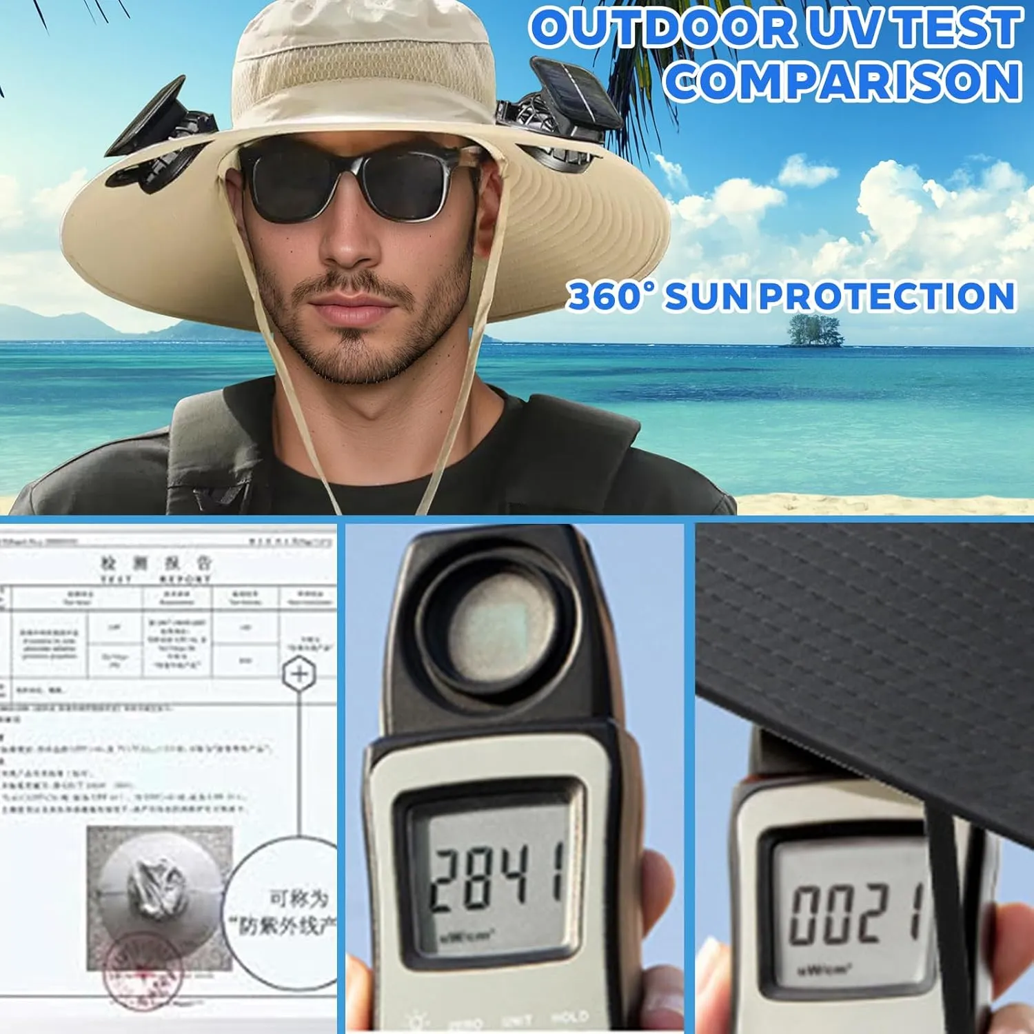 Yostyle Wide Brim Solar Fan Outdoor Fishing Hat for Men Women, Fishing Hat with USB & Solar Powered Fan Hat