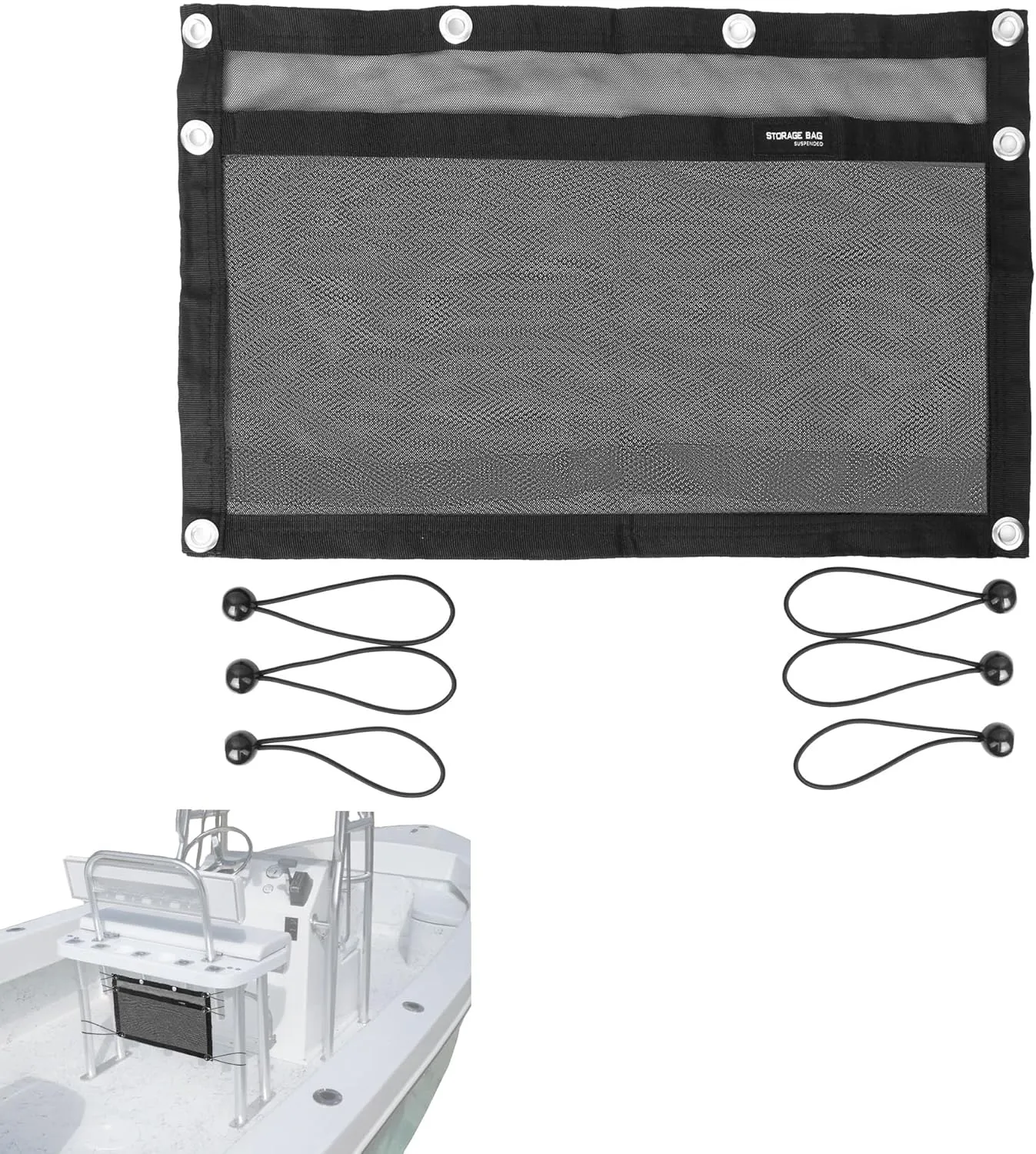 YUSOVE Boat Storage Bag Marine Suspended Storage Comparments Mesh Storage Bag,Boat Seat Organizing Bag,with Elastic Ring