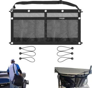 YUSOVE Mesh Storage Bag Boat Storage Bag Marine Suspended Storage Organizer,Kayak Storage Comparments,Attaches to Seat,with Elastic Ring (2pockets)