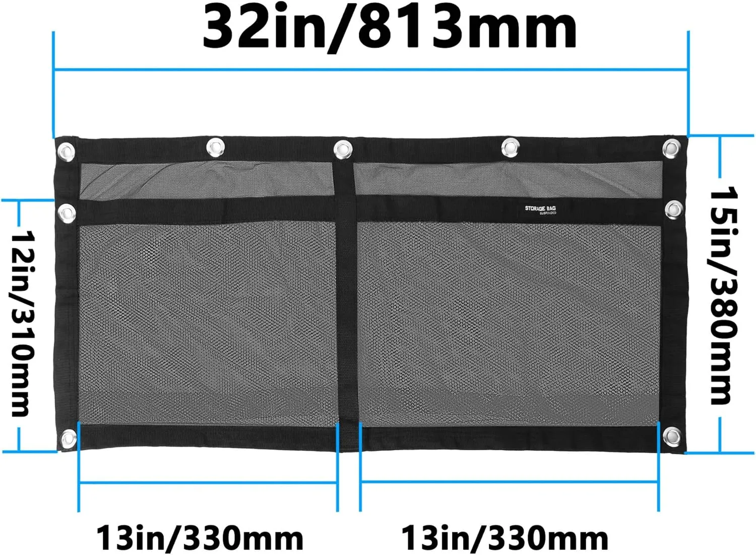 YUSOVE Mesh Storage Bag Boat Storage Bag Marine Suspended Storage Organizer,Kayak Storage Comparments,Attaches to Seat,with Elastic Ring (2pockets)