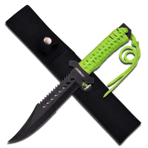 Z-Hunter 11.5in Fixed Blade Knife W- Green Cord Wrap Handle