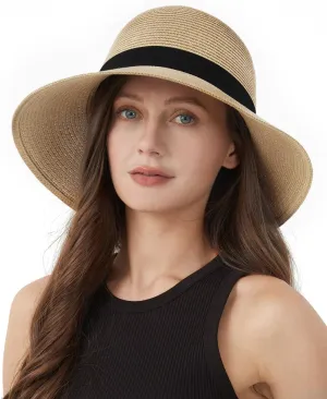 Zylioo 2XL/XL/L/M/S Womens Straw Hat,Wide Brim Sun Protection Beach Hats,UPF 50  Floppy Summer Hat for Small Heads